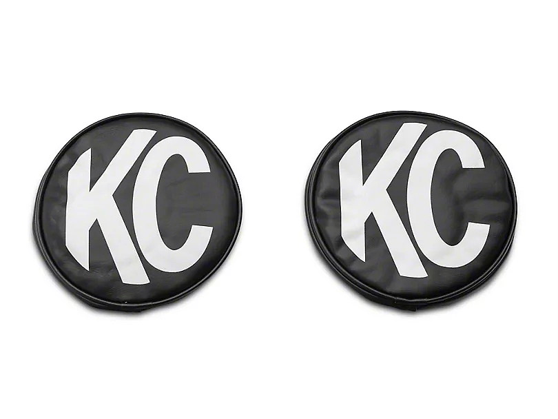 KC HiLiTES 6 Light Cover - Soft Vinyl - Black / White KC Logo ライトカバー  ソフトビニール ブラック × ホワイト 2個｜パーツ＆用品